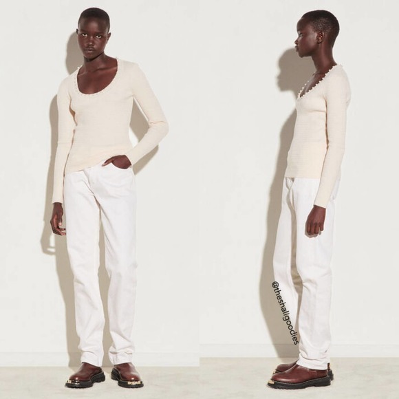 SANDRO Beaded Sweater Pearl Embellished Knit Top - Picture 1 of 8